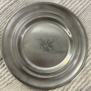 Vintage Eagle Americana Pewter Wall Plate‎